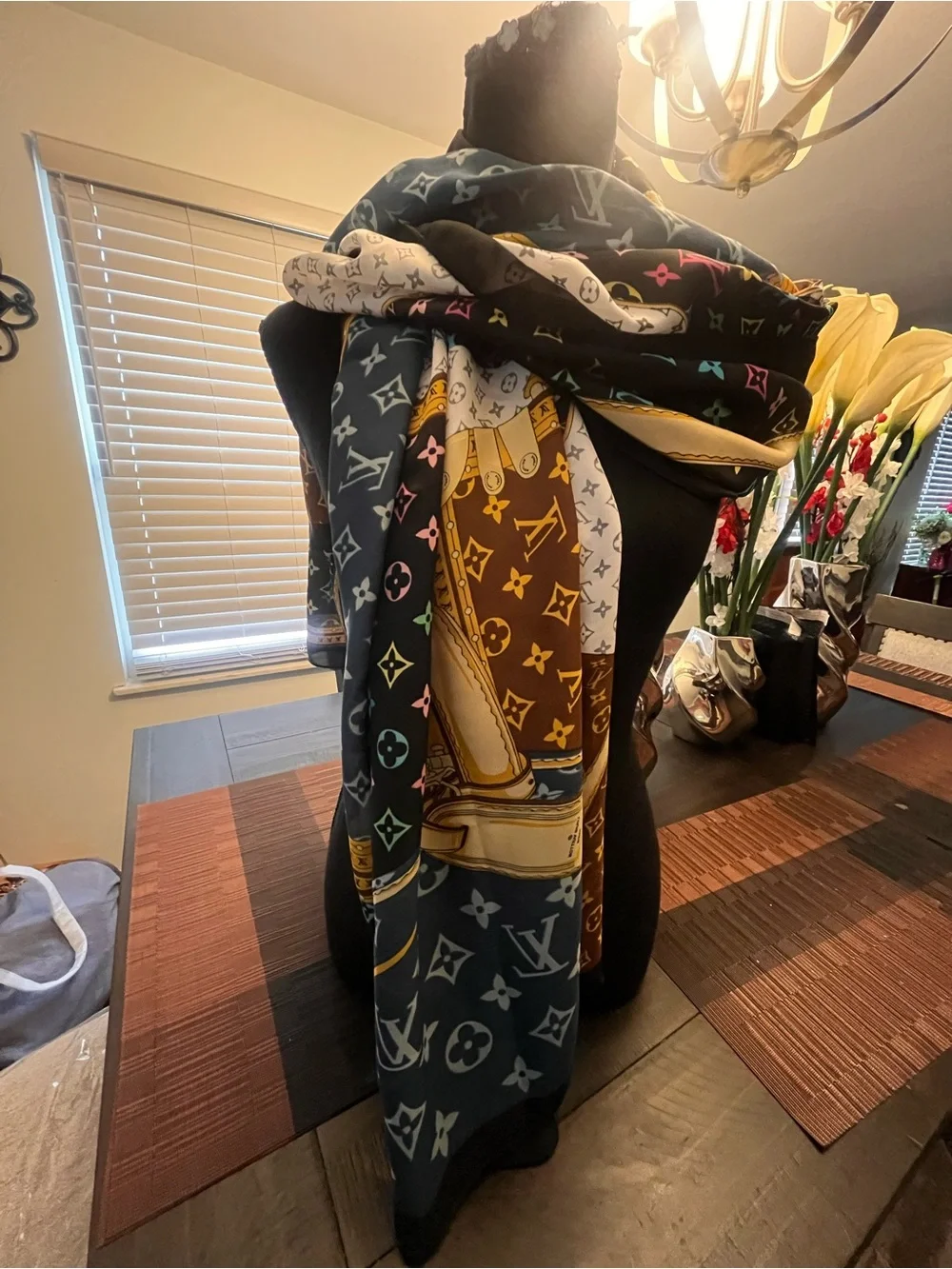 Luxury Monogram Pattern Women's Scarf - Multicolor